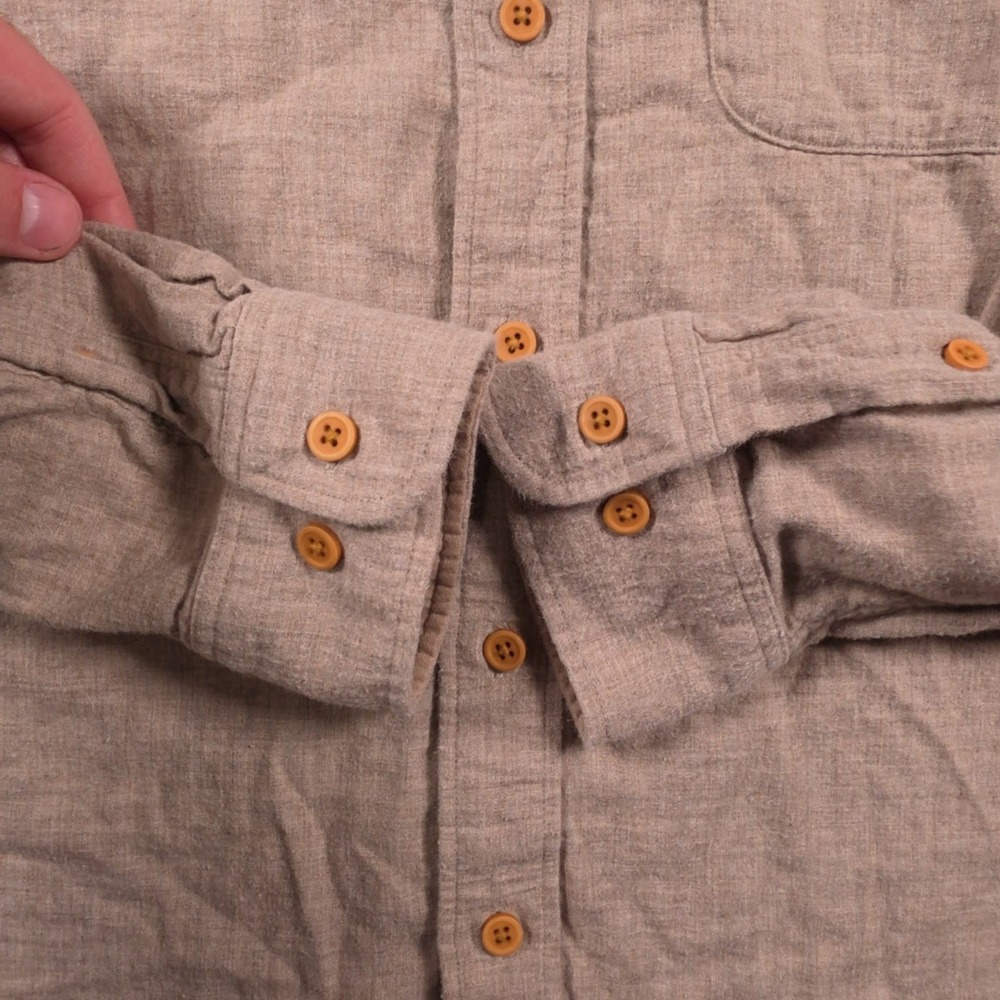 Muji Flannel Shirt Mens S Tan Yak Hair Blend Long Sleeve Chest Pocket - Picture 3 of 10